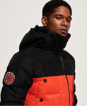 Superdry Super Canadian Ski Down Puffer Férfi Kabát Fekete/Narancssárga | JDRYE6319